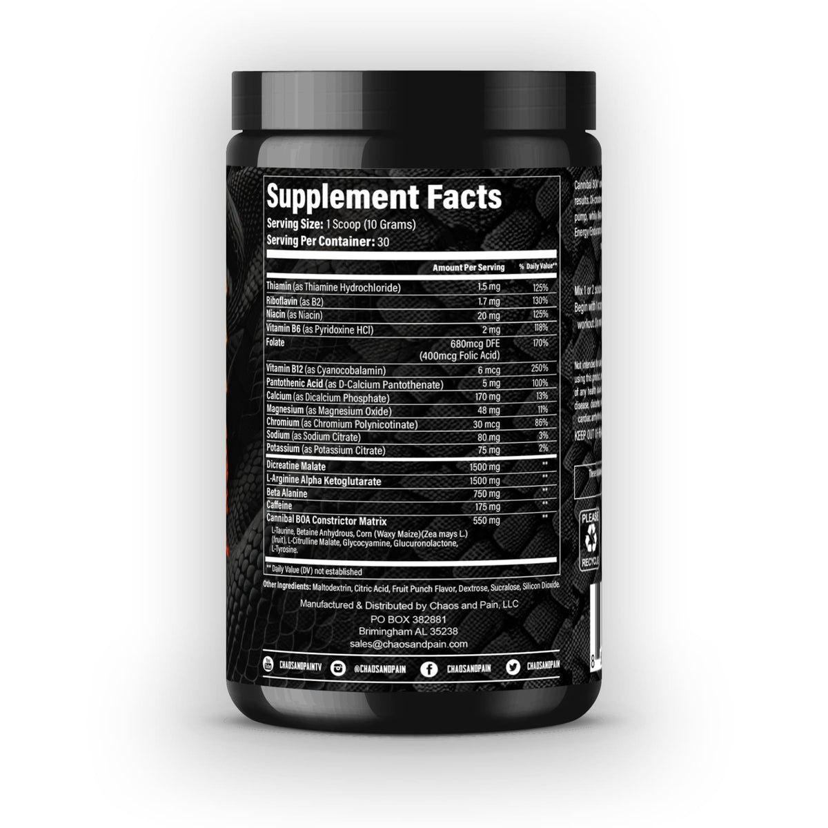 Cannibal BOA Serpent Strike Pre-Workout - Chaos and Pain