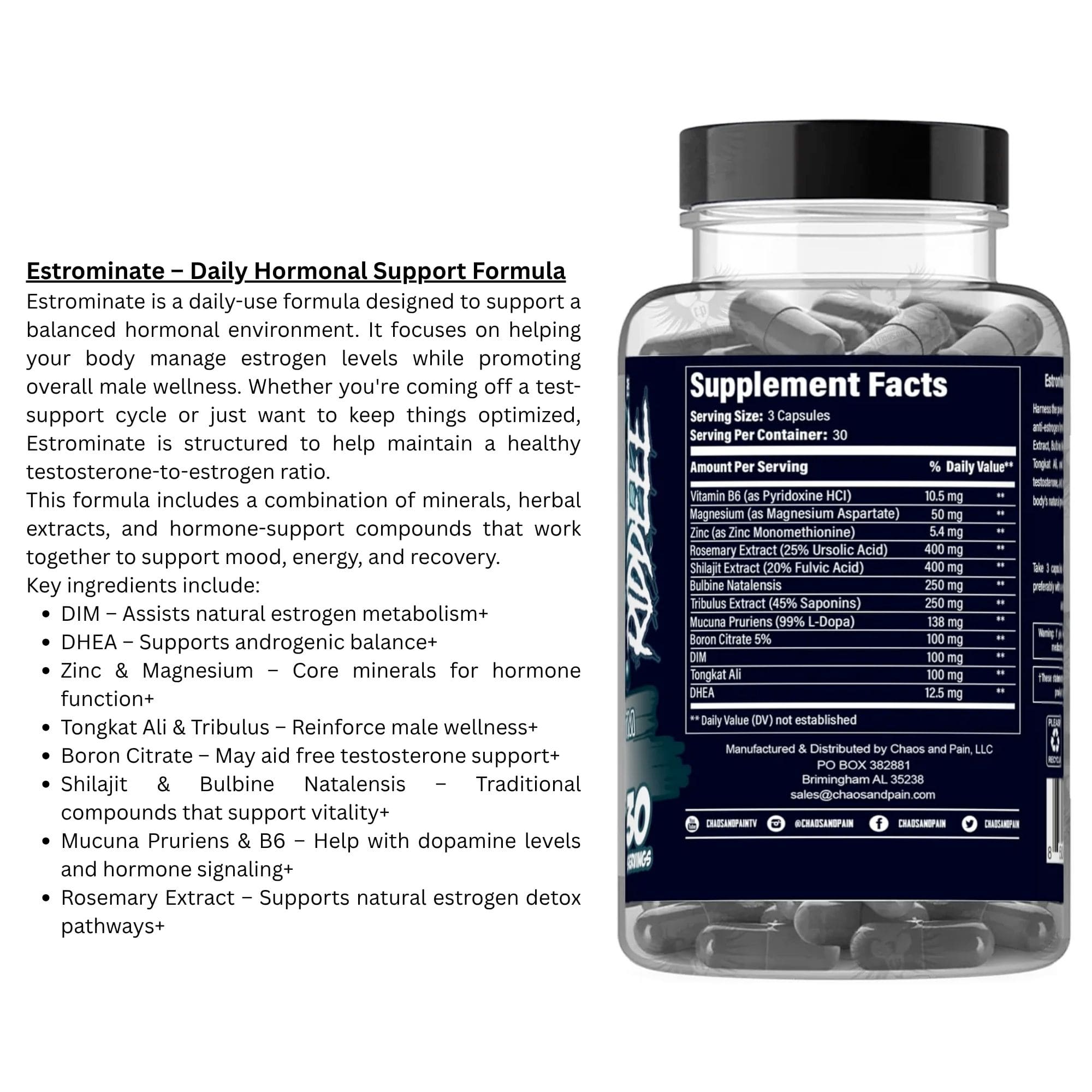 Supplement bottle with label on a white background