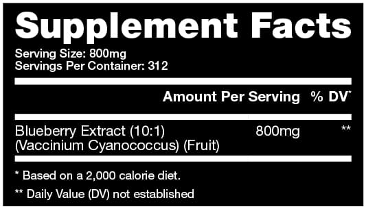 Blueberry Extract Supp Facts