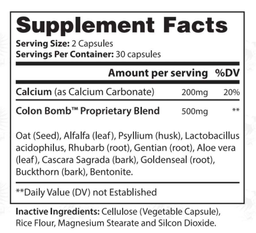 colon bomb supplement facts