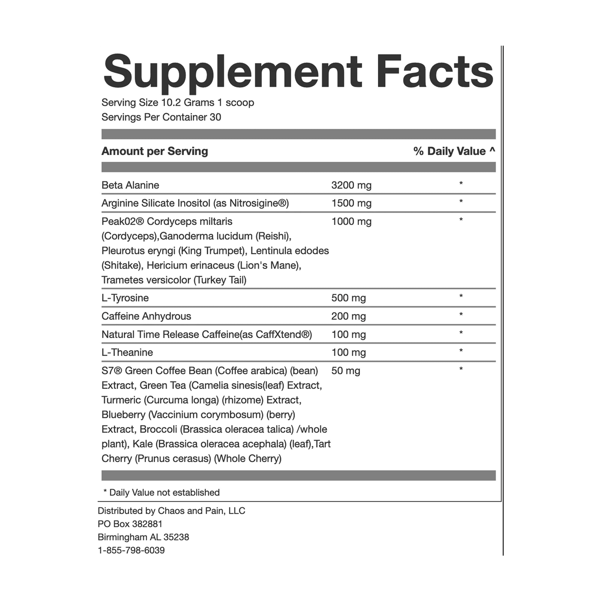 supplement facts cannibal pre