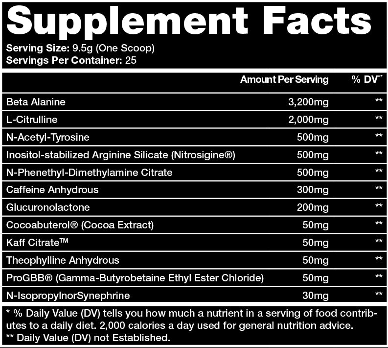 Cannibal Riot Pre-Workout Supplement Facts
