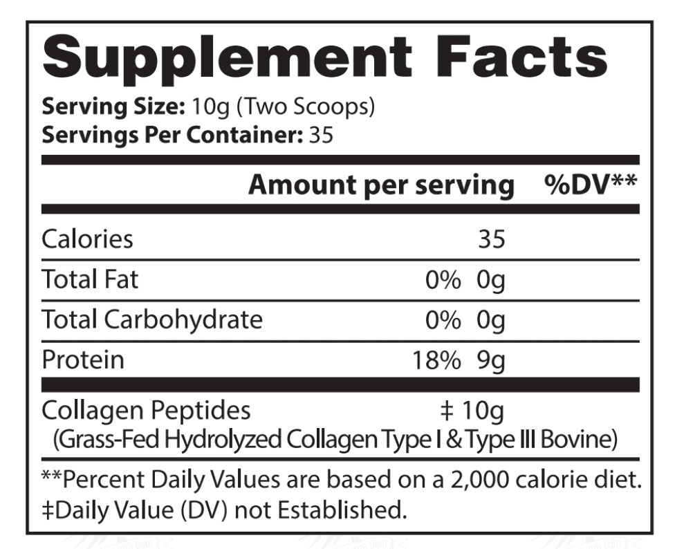 ONLY COLLAGEN PEPTIDES™ Supp Facts