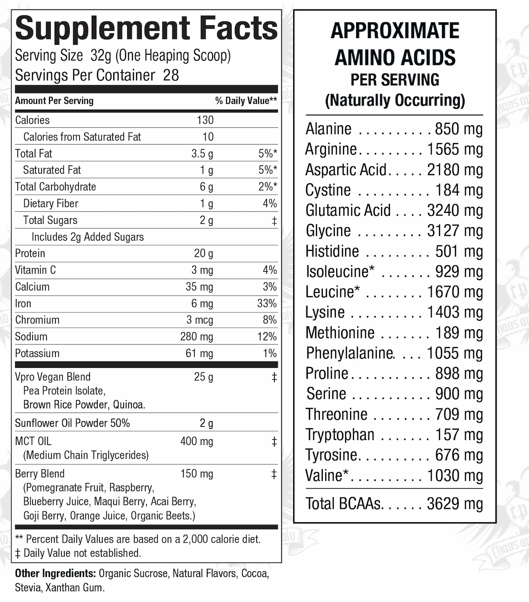 supplement facts only vegan