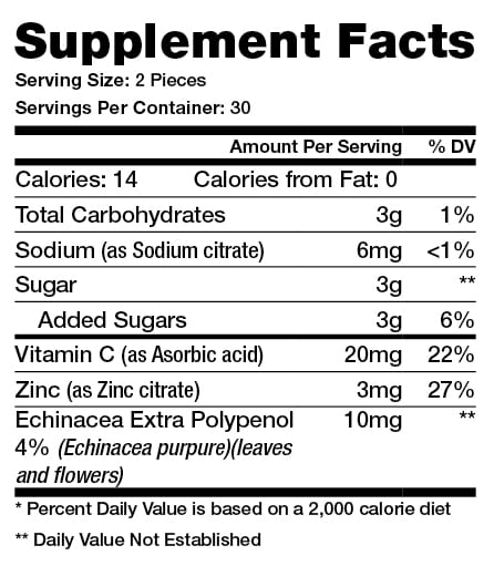 CNP Vitamin C Gummies Supplement Facts Info